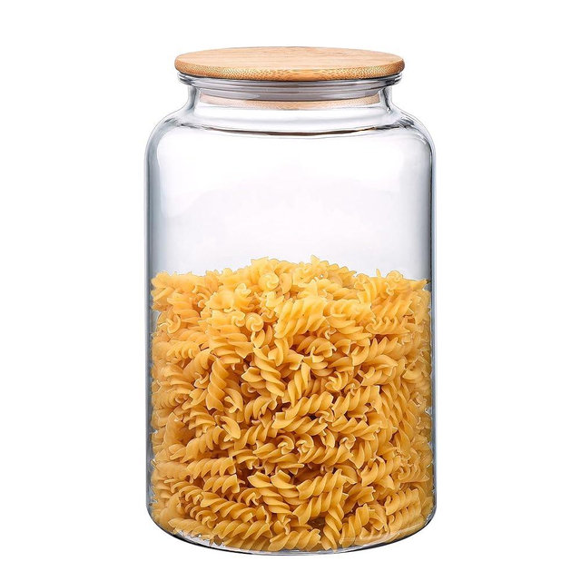 YUEJUM 100 FL oz Unbreakable Apothecary Jars with Airtight Bamboo Lids, Thickened Plastic Food Storage Containers, Kitchen Canisters for Storage Flour, Cereal, Dog Food, Cookie, Sugar, etc