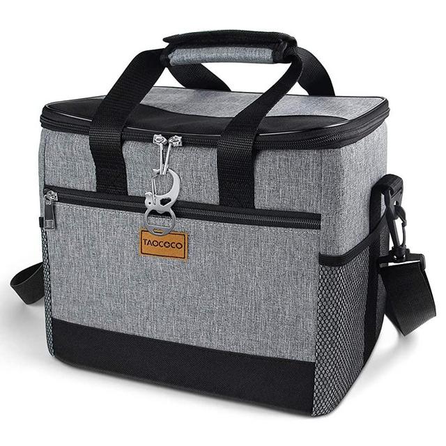 TAOCOCO Collapsible Cooler Bag, 50 Can Insulated Leakproof Soft-Sided Beverage Tote with Shoulder Strap, Bottle Opener and Storage Pockets for Outdoor Travel Hiking Beach Picnic BBQ Party (Gray)