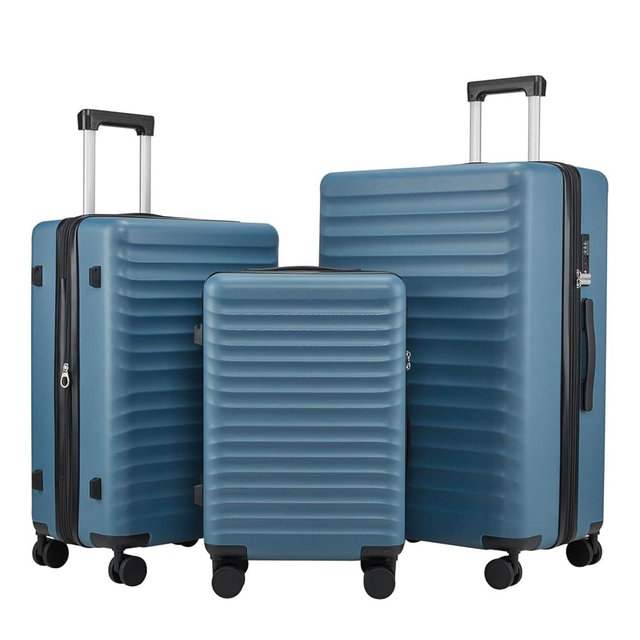 Travel Suitcase Sets 3 Piece, Expandable Hardshell Luggage Sets 3pcs with TSA Lock Spinner Wheels, Blue (20''/24''/28")