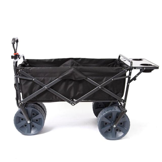 Mac Sports Heavy Duty Collapsible Folding All Terrain Utility Wagon Beach Cart with Table - Black