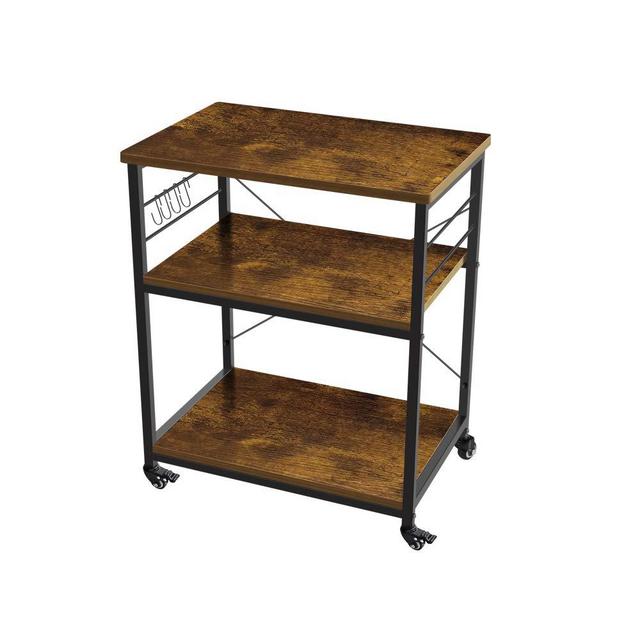 AZ L1 Life Concept 3-Tier Kitchen Rack Utility Microwave Oven Stand Movable Cart Workstation Shelf Pantries, 23.72 inches, Deep Brown