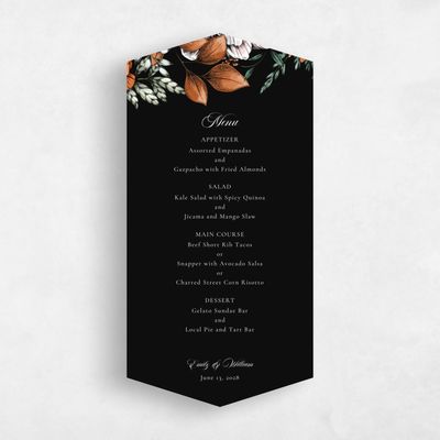 Black Diamond Wedding Menu - Gardner
