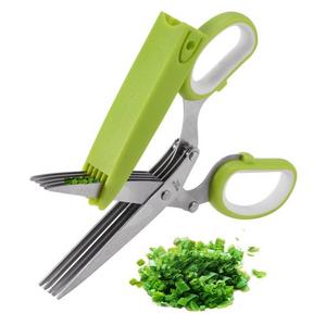 Herb Scissors, X-Chef Multipurpose Kitchen Scissors 5 Blades Stainless Steel with Clean Comb Cover Fast and Easy Clean
