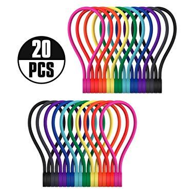 Smart&Cool Silicone Strong Magnetic Cable Ties/Magnetic Twist Ties for Bundling and Organizing, Can Be Used in Many Ways or Just for Fun (10 Colors-20Pack)