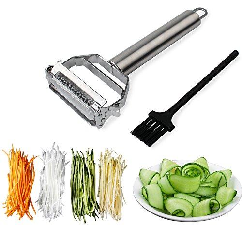 Restaurantware Met Lux Black Stainless Steel Garlic Press / Peeler - with Easy Clean Brush - 1 Count Box