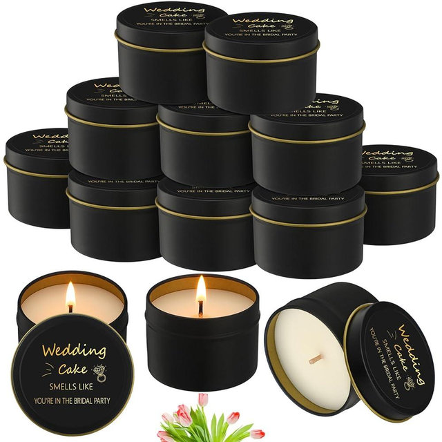 Conelist 8 Pcs Bridesmaid Proposal Gifts Smells Like You're in The Bridal Party Candles Bridesmaid Gifts Natural Soy Wax Candles for Best Friends(Black,Retro)