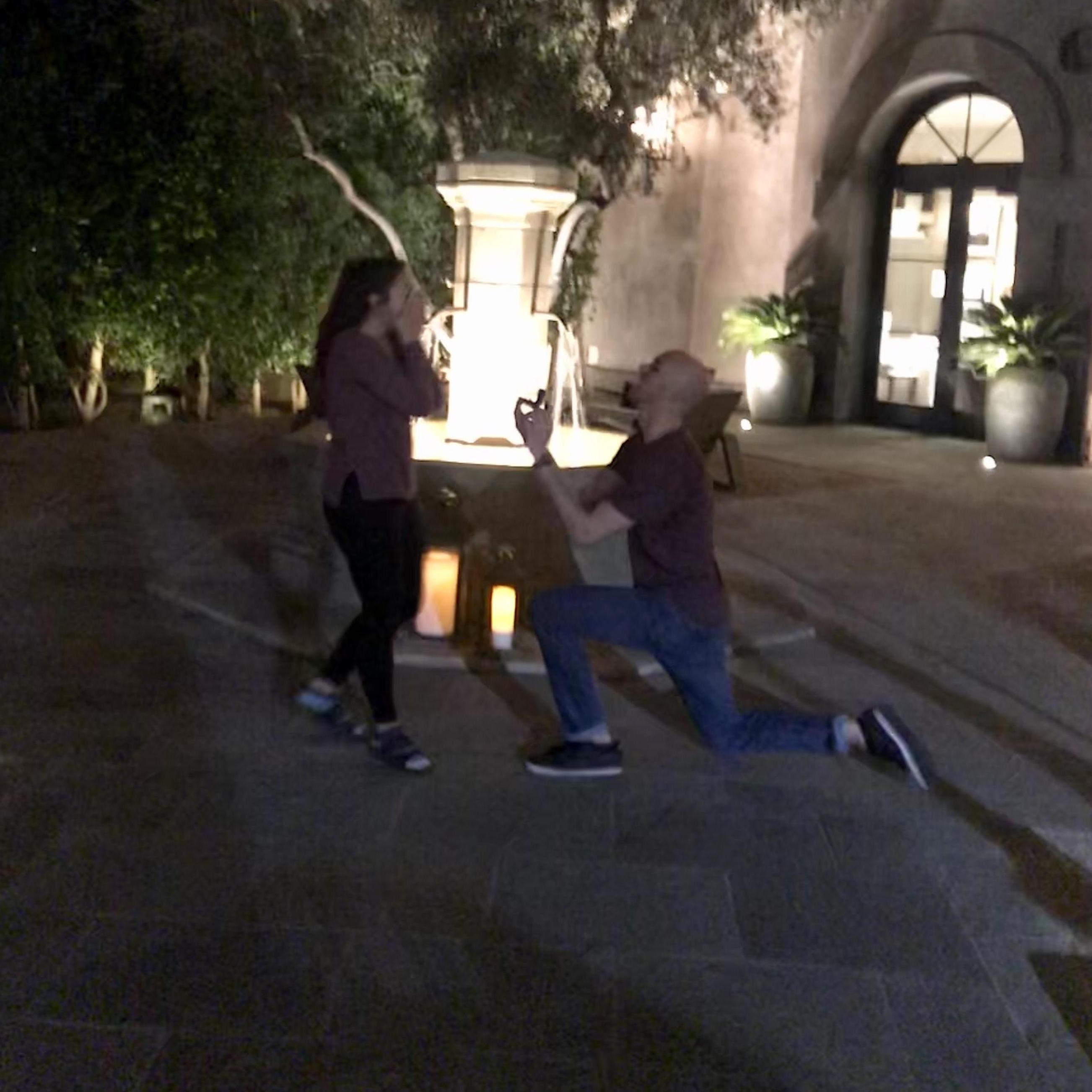 Chris down on one knee!