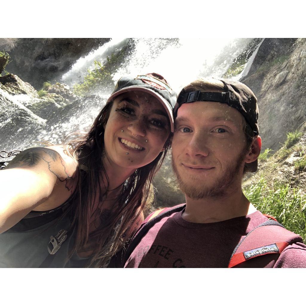 Our first photo together on our first camping trip together to go climbing in Rifle, Co. in May 2019.