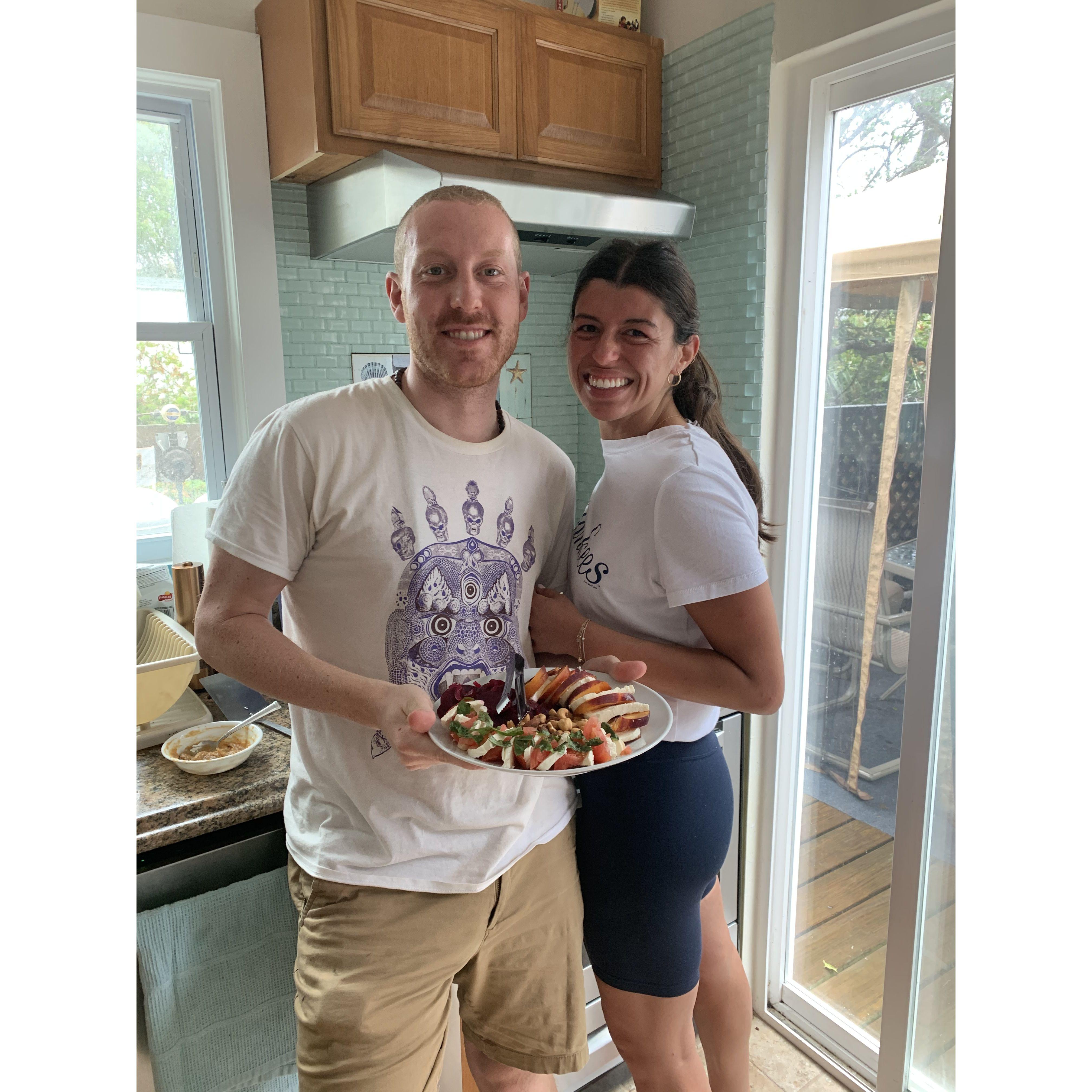 Making family lunch on Fire Island.