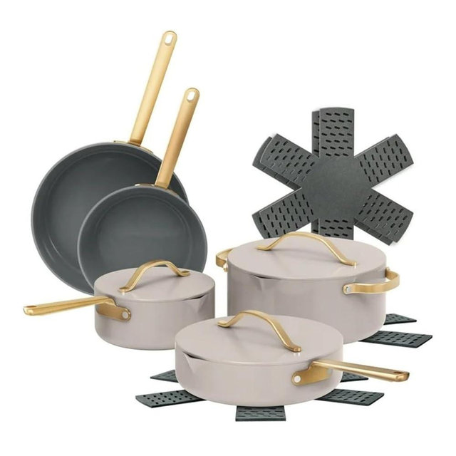 12-Piece Ceramic Nonstick Cookware Set, Pots and Pans with Strainer Lids