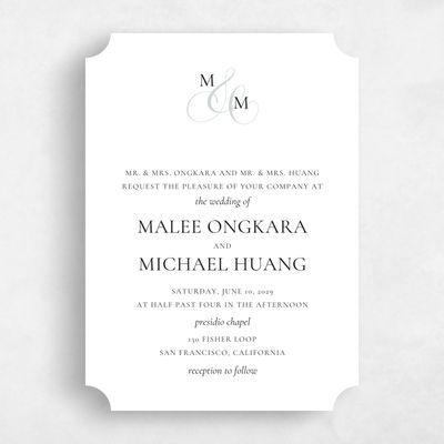 White Ticket Wedding Invitation - Aven Portrait