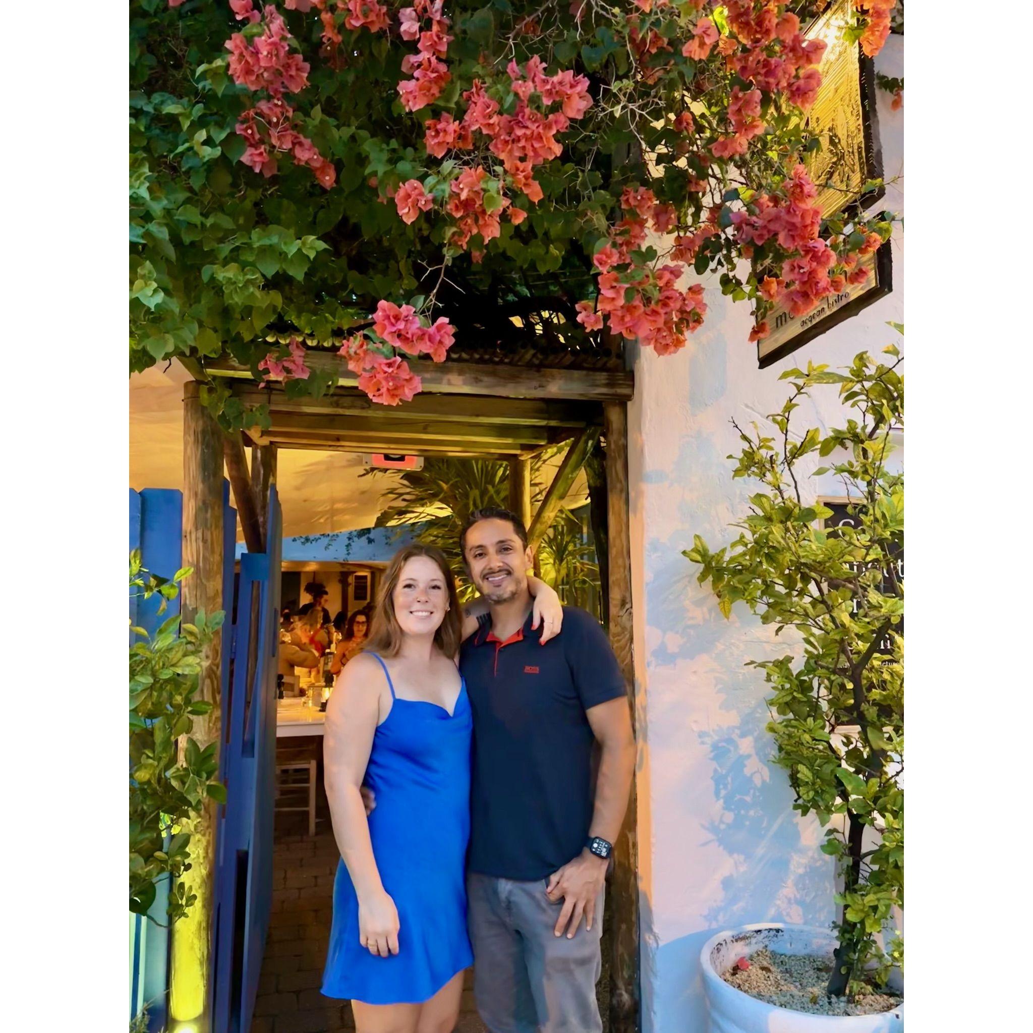 Our first anniversary at Mandolin in Miami (7/19/23)