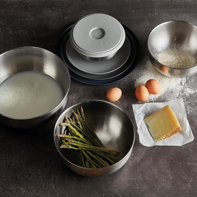 Joseph Joseph, Nest Prep&Store 8-Piece Stainless Steel Mixing Bowl Set with  Lids | Zola