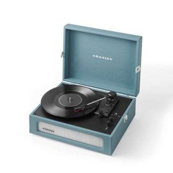 Crosley CR8017B-WB Voyager Vintage Portable Vinyl Record Player Turntable with Bluetooth in/Out and Built-in Speakers, Washed Blue