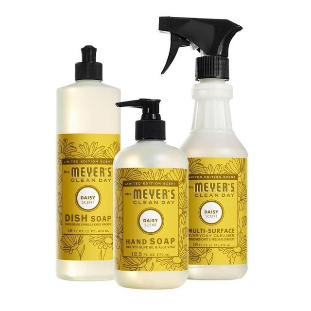 Mrs. Meyer's Daisy Kitchen Set, Dish Soap | Multi Surface Cleaner | Hand Soap 3 CT