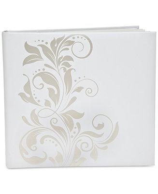 Godinger Large White Self-Stick Photo Album with Silver-Tone Ivy Design