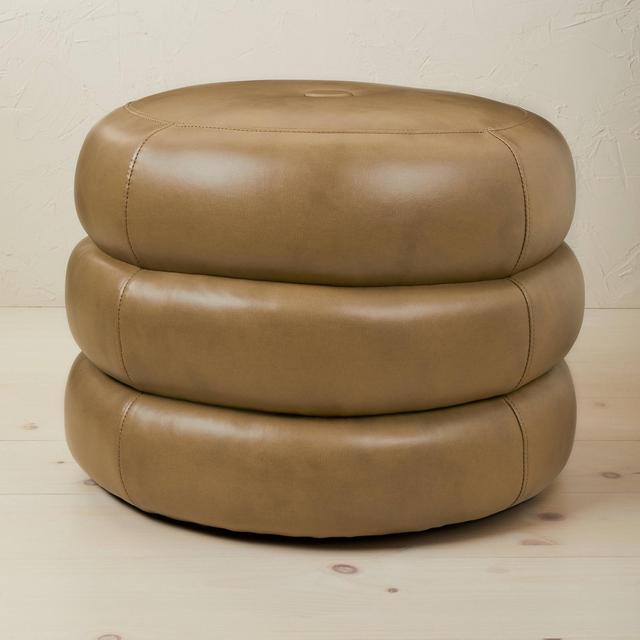 Molise Faux Leather Pouf Light Brown - Opalhouse™ designed with Jungalow™