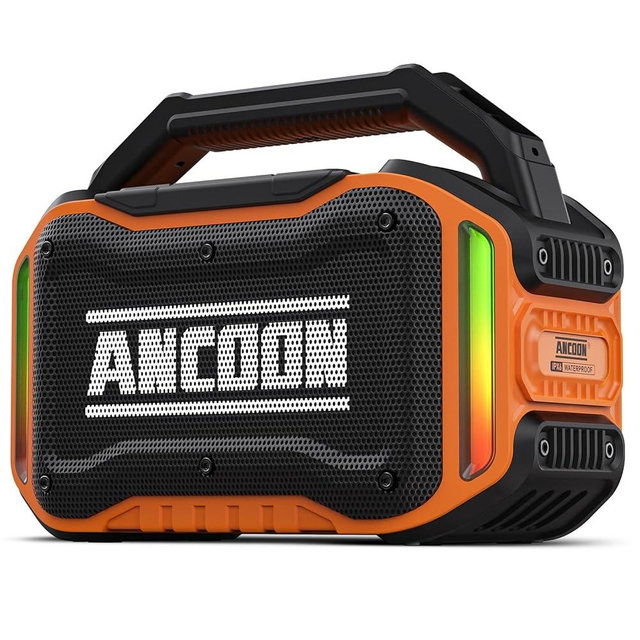 ANCOON Speakers Bluetooth Wireless: 80W(Peak) Loud Speaker with Bass, 20H Playtime, IPX6 Waterproof, Large Jobsite Speakers for Work, Outdoor, Workshop, Garage, Portable Speaker with TWS (Orange)