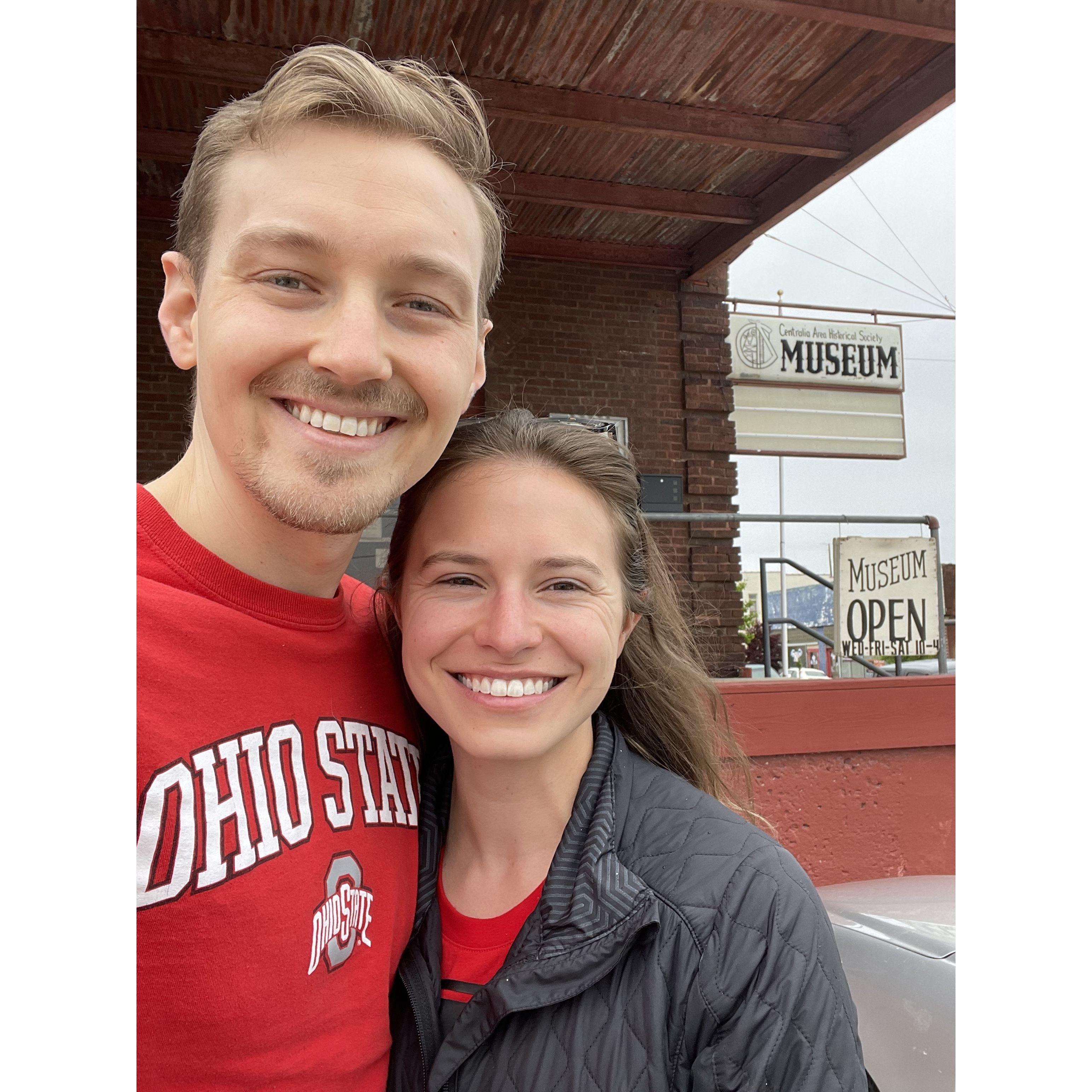Annamarie showing Will around Centralia, where she went to high school. They got to see old "Orphans" (the school's mascot) memorabilia and some WWII artifacts which Will particularly enjoyed.