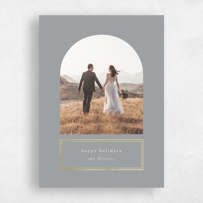 Grey Holiday Card - Gift Portrait Foil