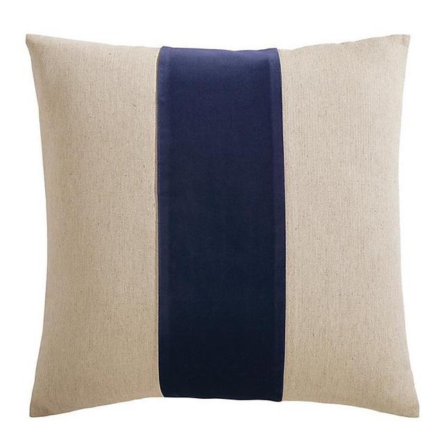 Velvet Colorblock Natural Linen Pillow Cover - Ink 20” x 20”
