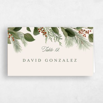 Winter, Beige Wedding Place Card - Orphne