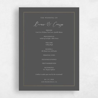 Gray, Grey Wedding Program - Novela Foil