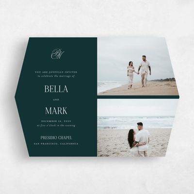 Green Diamond Wedding Invitation - Kennedy Landscape