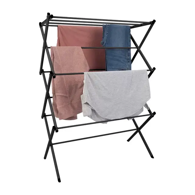 Lavish Home Collapsible Clothes Drying Rack, Black