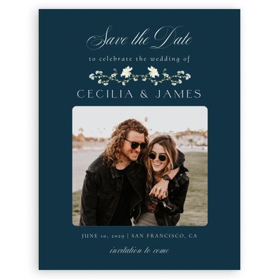 Deepest Teal, Blue Wedding Digital Save the Date - Papillon Photo