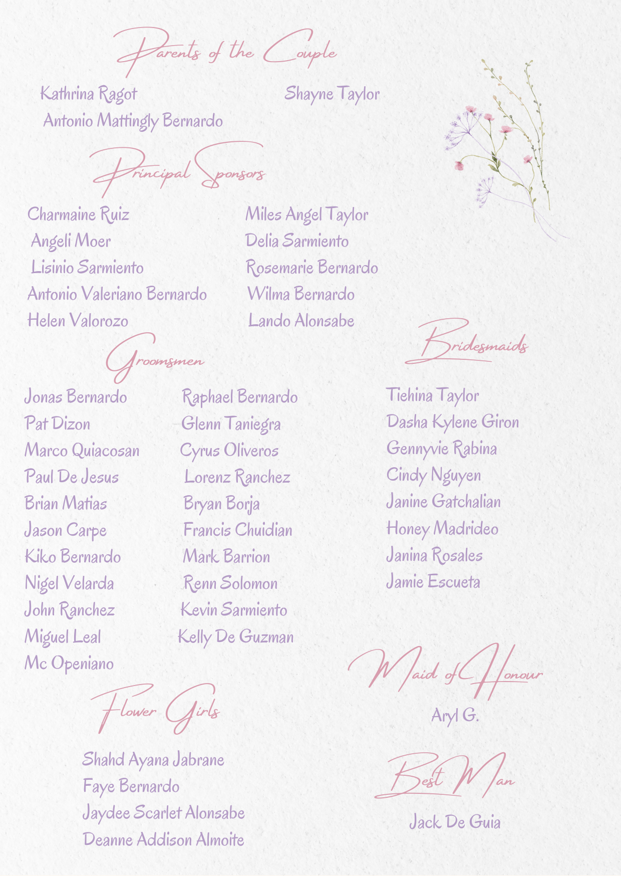 The Wedding Website of Dane Taylor and Lean Bernardo