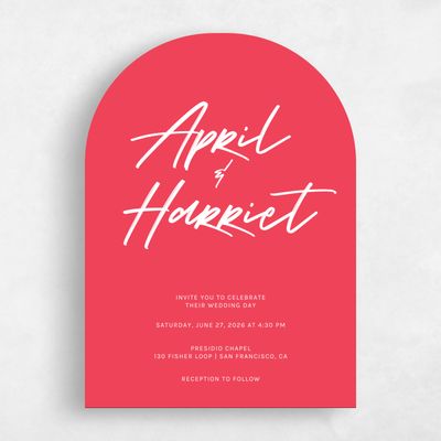 Red Arch Wedding Invitation - Bahama Portrait