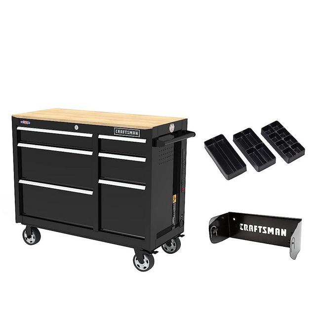 CRAFTSMAN Tool Chest with Wheels, 41" Width, 6-Drawer Rolling Work Bench with Organization Trays and Paper Towel Holder, Black (CMST34062BK)