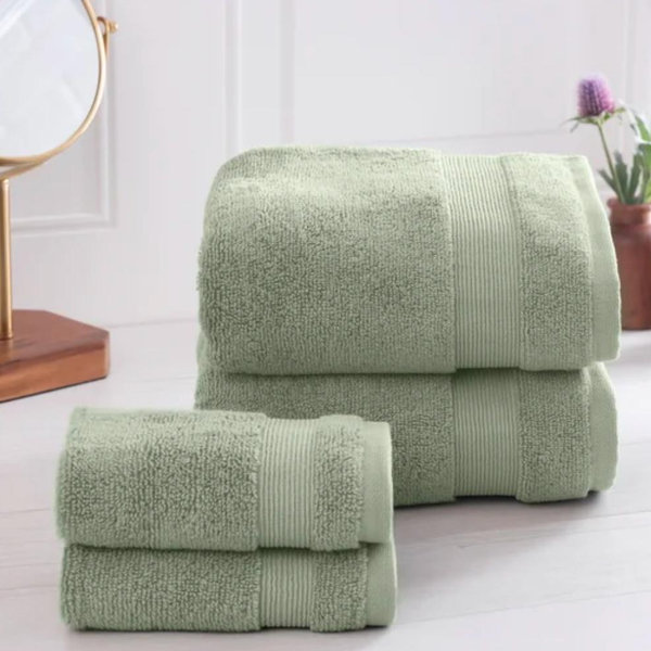 Purely Organic Towel Sets, light green, 2 hand towels 2 wash cloths