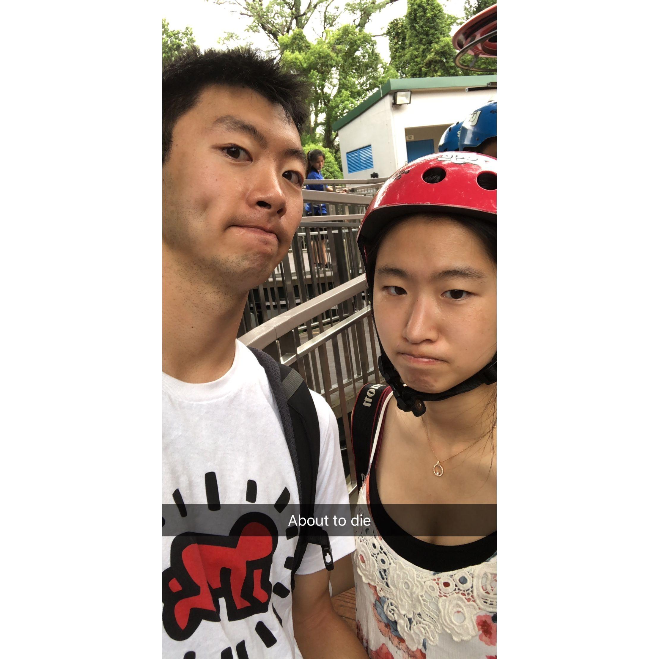 June 2018, Singapore - We were both terrified of the Skyline Luge at Sentosa, but we survived! Barely.