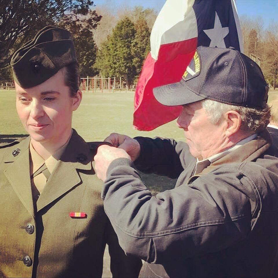Talon’s commissioning day getting pinned by grandfather, Phil Haley.