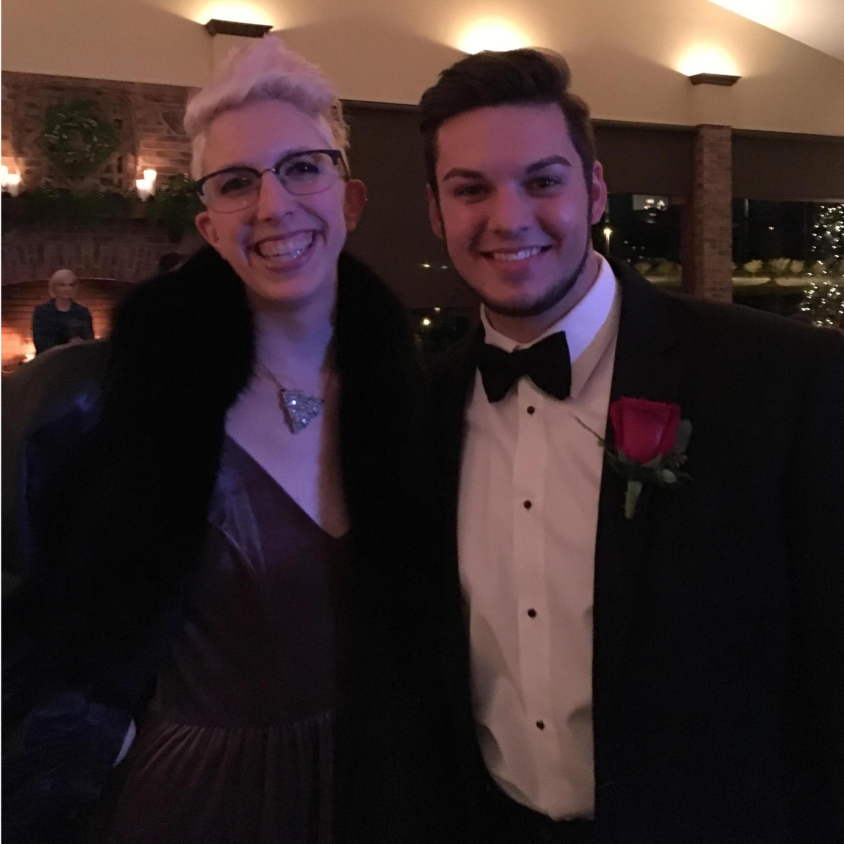 We have the same hair again. This is at Tommy and Sarah's wedding! Still just best friends.
