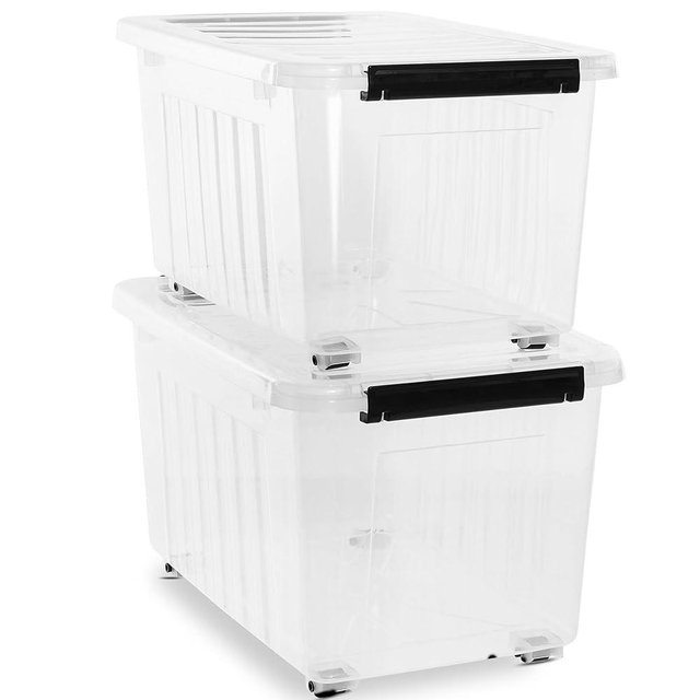 Citylife 54 QT Clear Plastic Storage Bins with Lids Stackable and Nestable Storage Boxes with Lids Large Plastic Storage Containers for Garage, Closet, Kitchen, 2 Packs