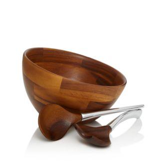Bloomingdales Nambe Luna Salad Bowl & Servers