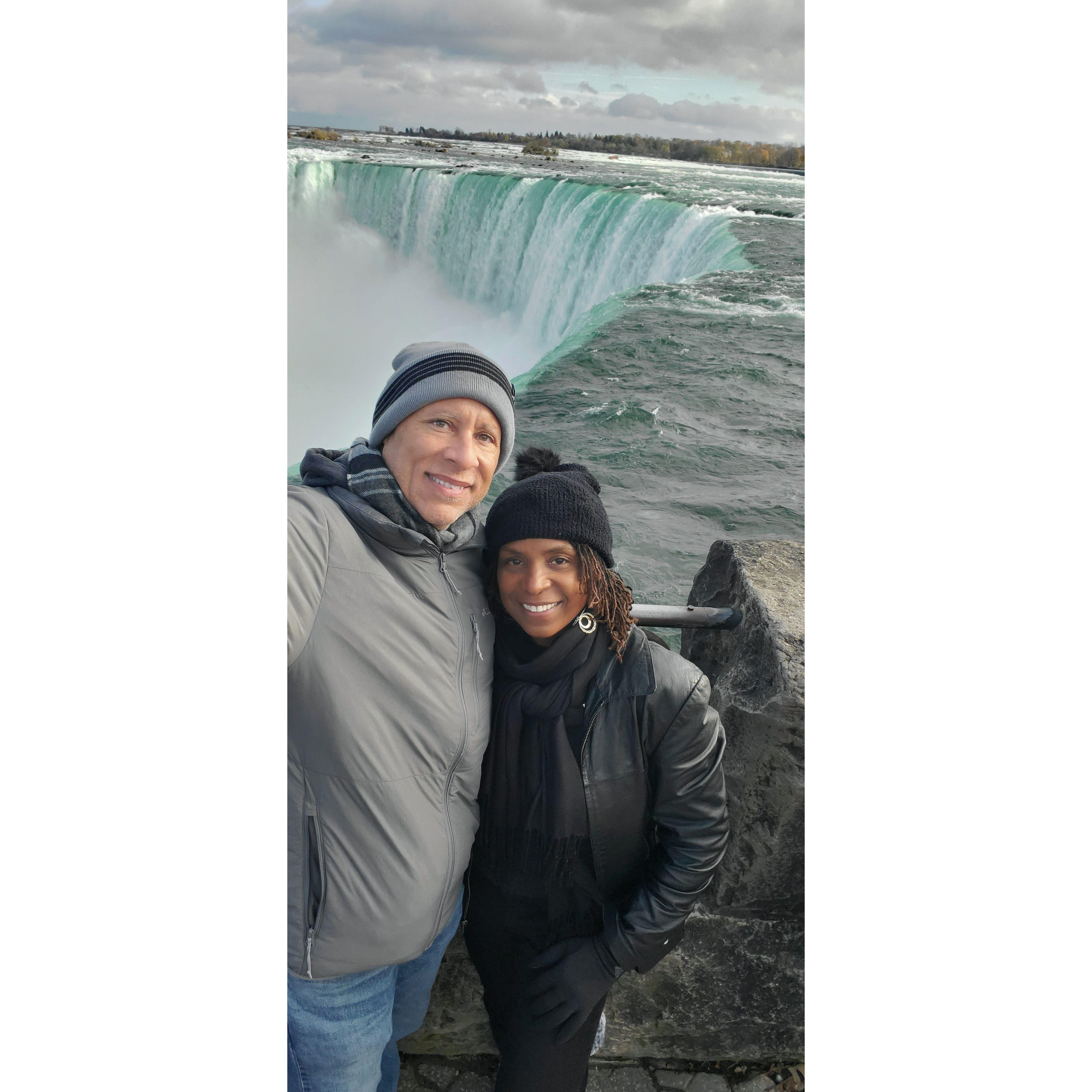 At the top of Horeshoe Falls at Niagara Falls, Canada