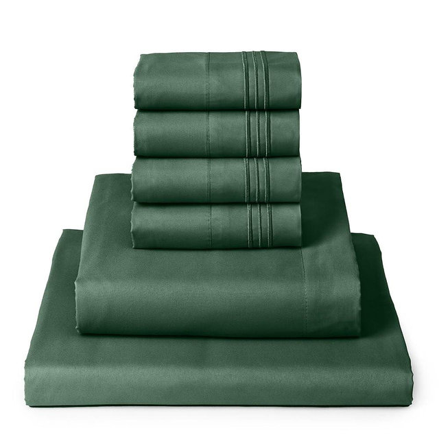 Mellanni Queen Sheets Set - 6 PC Iconic Collection Bedding Sheets & Pillowcases - Luxury, Ultra Soft, Cooling Bed Sheets - Deep Pocket up to 16 inch - 6 PC (Queen, Emerald Green w/Extra Pillow Cases)