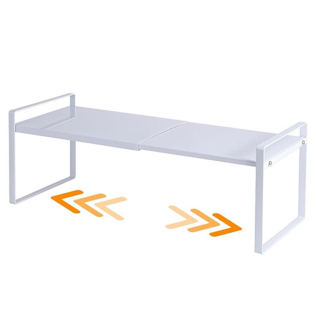Expandable Cabinet Shelf Organizer Riser for Kitchen Pantry Cupboard Under Sink Countertop (white, 8.2’’D * 12.2-21.6’’W * 7.7’’H)