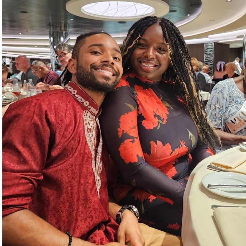 In the dining hall of our first cruise.