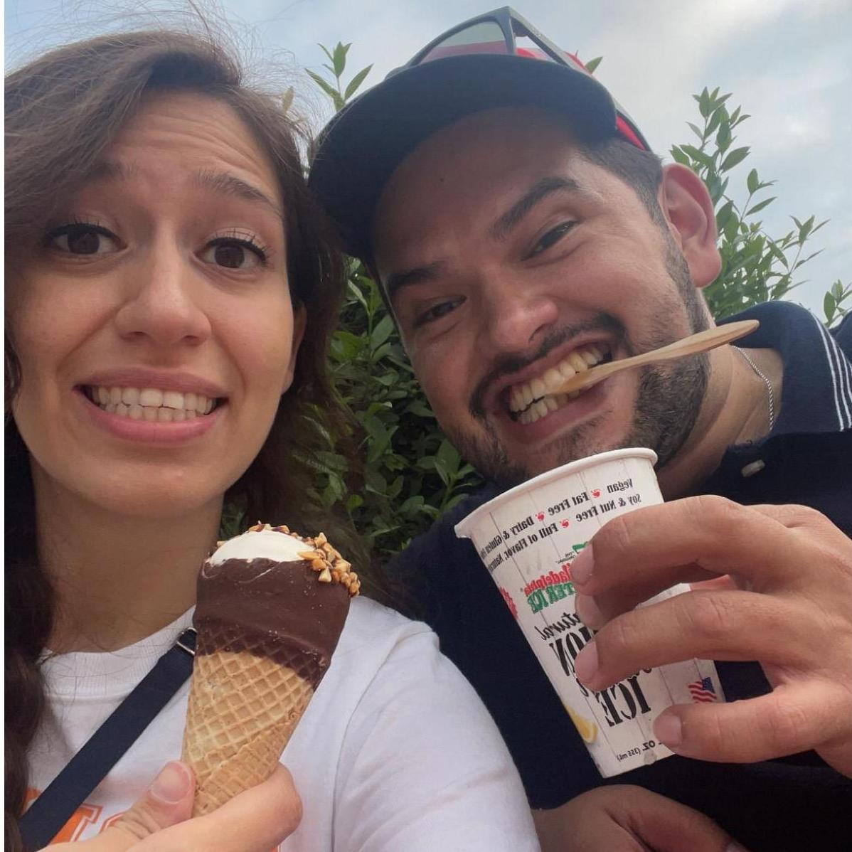 Bike riding in Downtown Chicago....ice cream break!