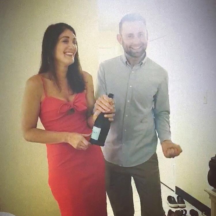 Celebrating our engagement with friends back home