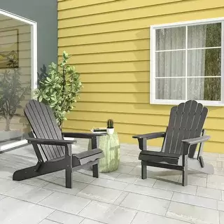 Haven Folding Poly Resin Plastic Adirondack Chair, Set of 2 - Gray