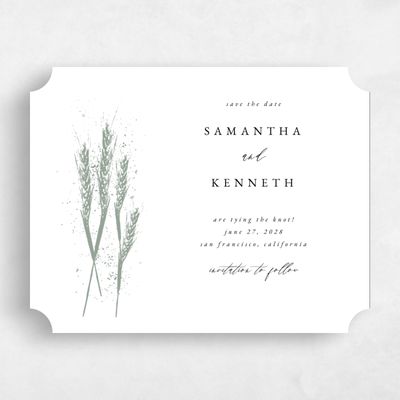 Green Ticket Wedding Save the Date - Alder Wheat