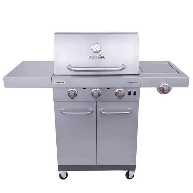 Char-Broil Commercial Series Stainless Steel 3-Burner Liquid Propane and Natural Gas Infrared Gas Grill with 1 Side Burner