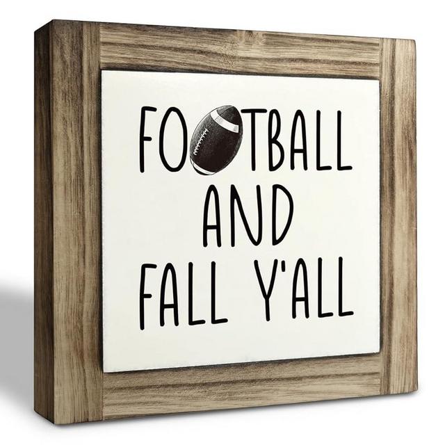 Fall Wood Sign, Fall Decor, Box Wood Plaques Desk Décor, Football Decor, Sports Fall Sign, Table Art Signs, Farmhouse Rustic Desk Decor, Home Table Decor, Farmhouse Decor, Football and Fall Yall