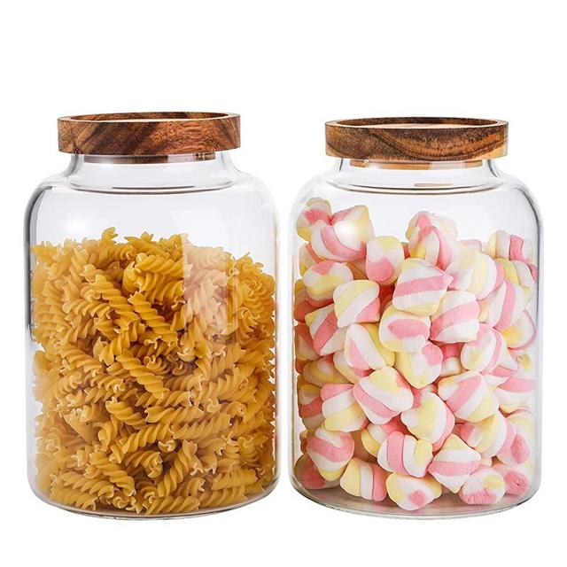 ZENS Glass Canister Jar, Airtight Kitchen Canisters Jars Set with Glass  Lids, 27oz Fluid Ounce Clear Candy Storage Containers Sets of 2 for